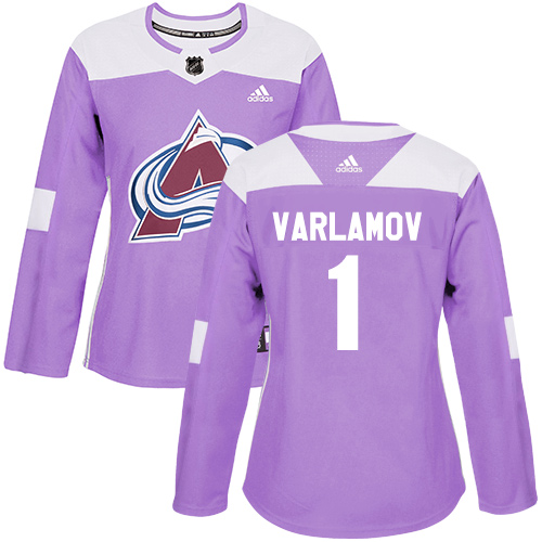 Adidas Avalanche #1 Semyon Varlamov Purple Authentic Fights Cancer Women's Stitched NHL Jersey